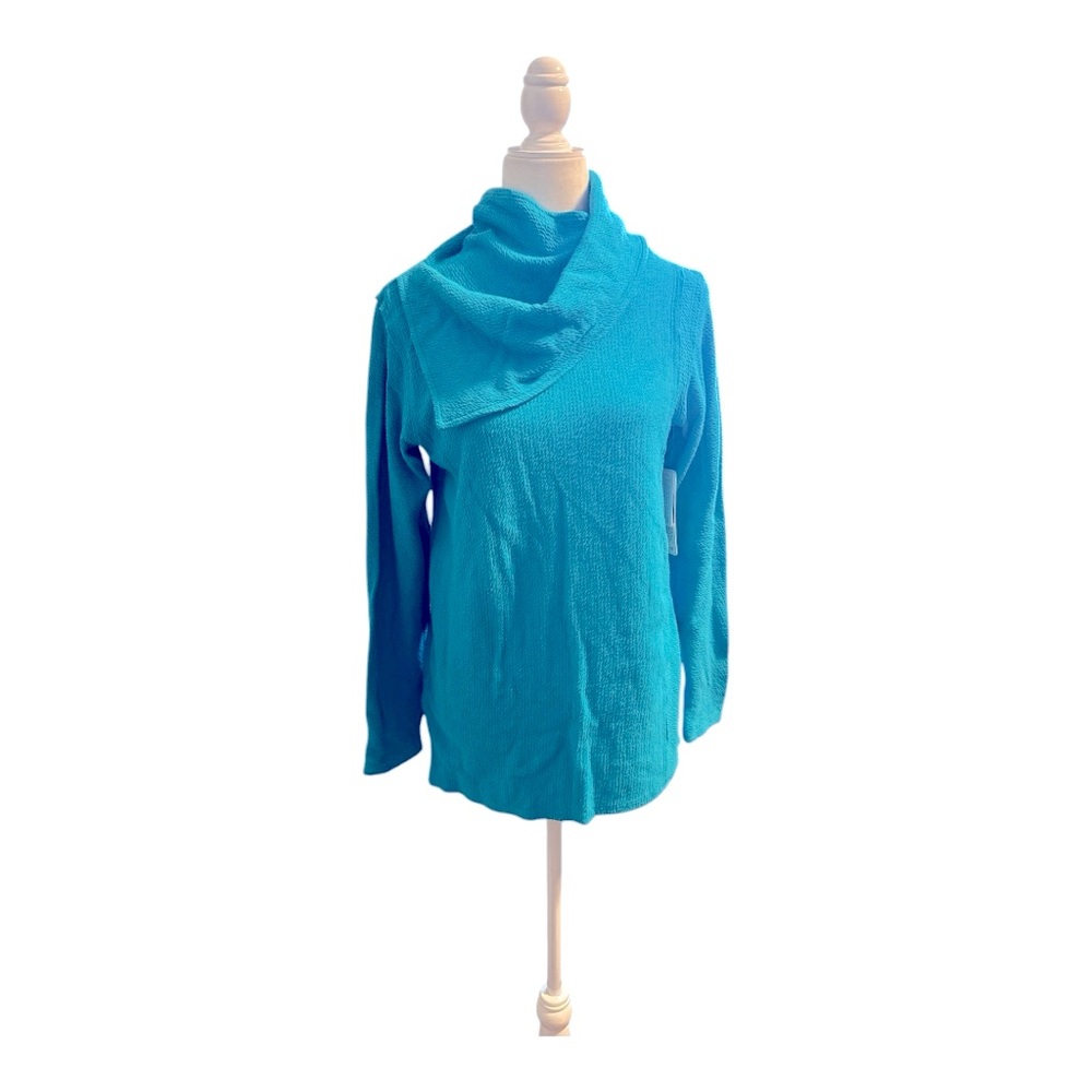 Soft Surroundings Playa Pullover Cowl Neck Enamel Blue Sz XS